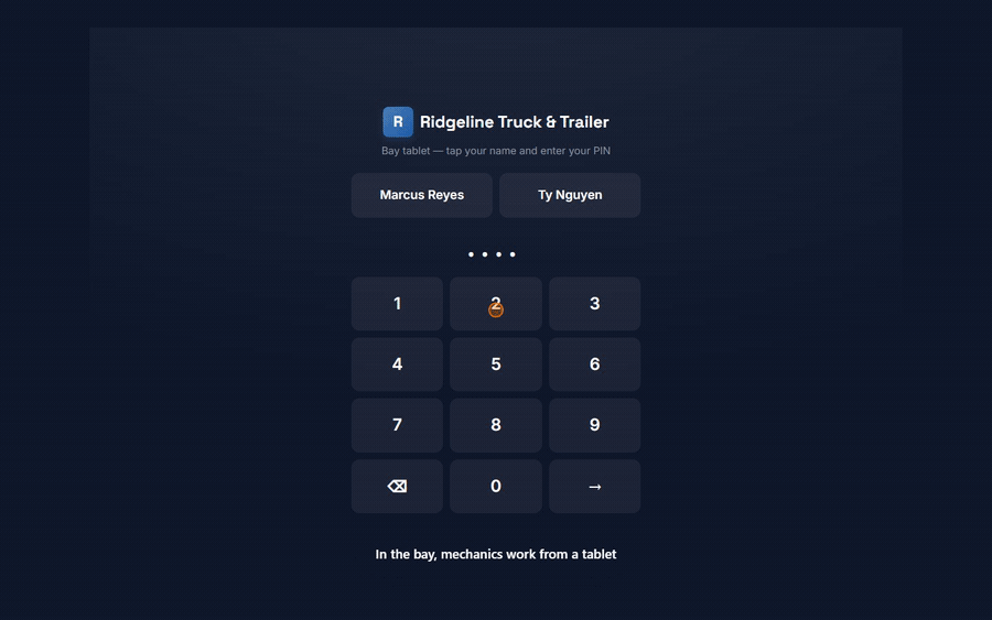 TorqBay demo: a job moving from the bay tablet to a paid invoice